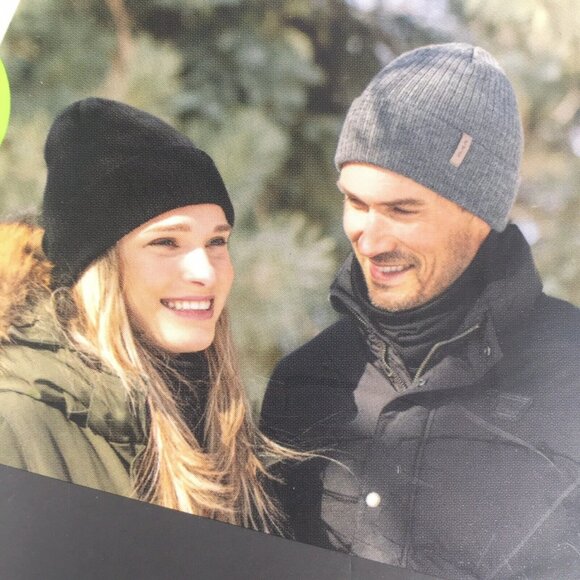 Bula Merino Wool Blend Beanies Gray Black One Size 2-Pack - Picture 4 of 6